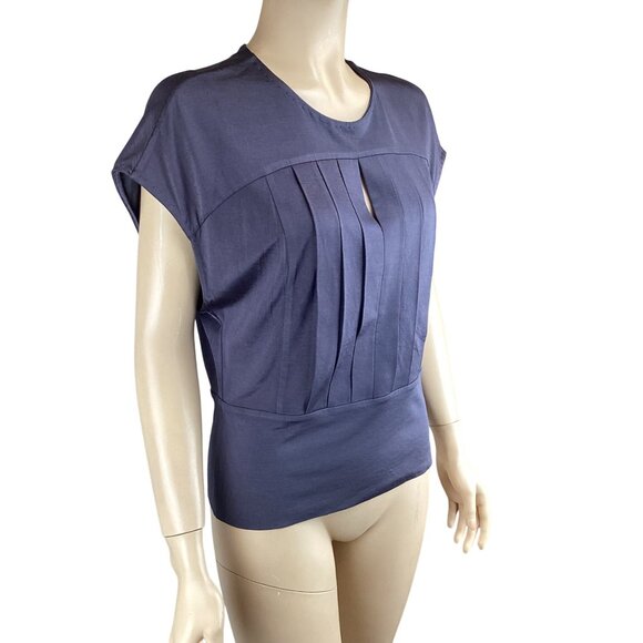 3.1 Phillip Lim Top Size Medium Keyhole Charcoal Gray‎ Pleated Detail - Picture 3 of 8